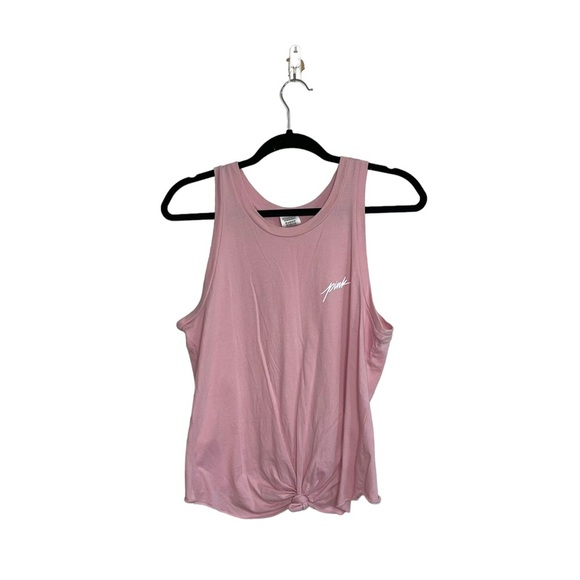 Victoria’s Secret PINK Tank Light Pink Graphic Logo Knot Front Small Women’s - Picture 1 of 11